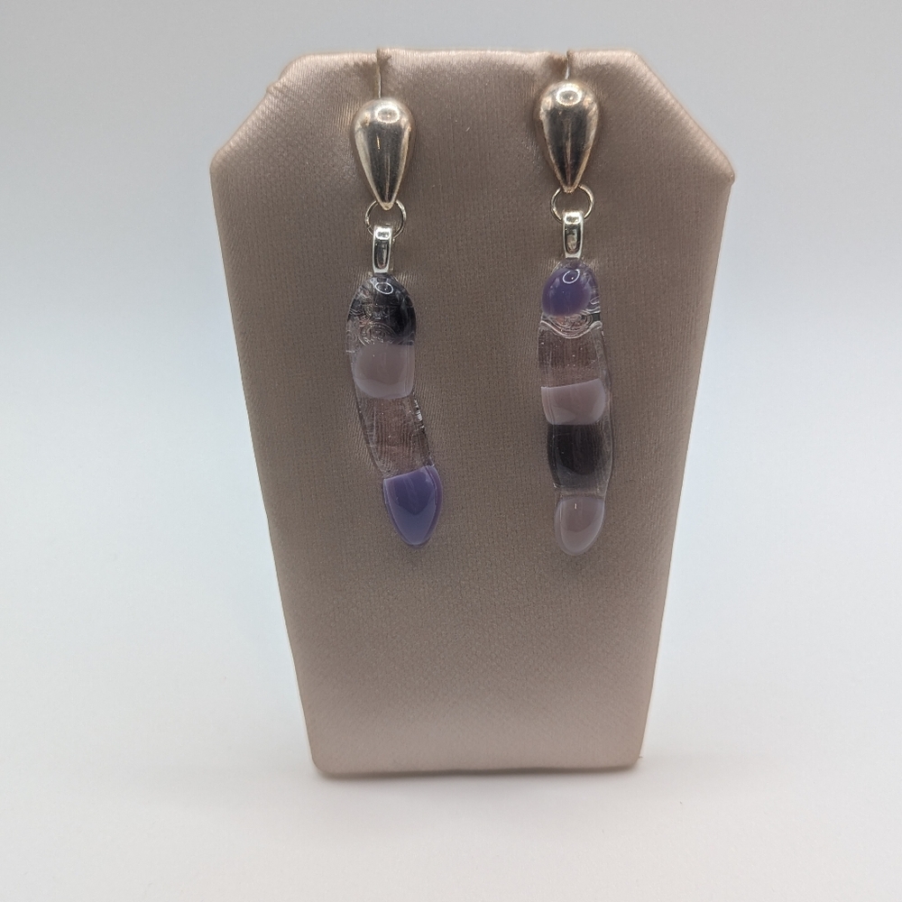 Purple Glow Worm Hand Made Earrings one of a kind. Hypoallergenic. Nickle Free